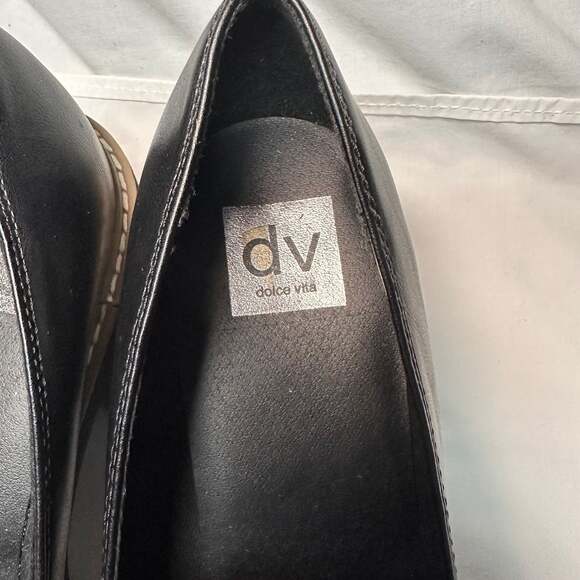 Dolce Vita Halona Lug-Sole Black Leather Platform Loafers - Picture 5 of 8